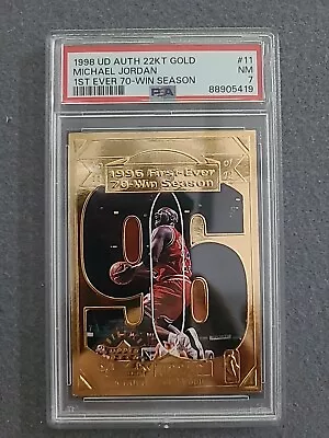 Michael Jordan 1998 Upper Deck 22KT  Gold 1st Ever 70-win Season PSA 7 • $47