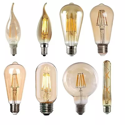 LED Edison Light Bulbs Filament Dimmable E14 E27 Bulbs C35/ST64/G95/T185/T45 A+ • £4.16