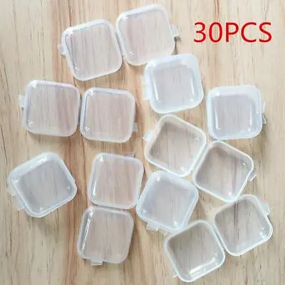30x Mini Clear Plastic Square Box Jewelry Beads Storage Case Container Holder US • $8