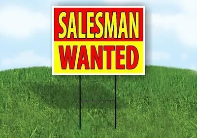 SALESMAN WANTED RED YELLOW Yard Sign Road With Stand LAWN SIGN • $26.99