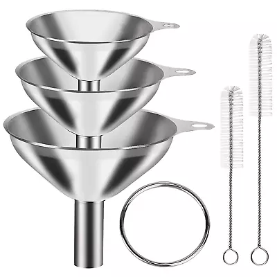 6 Pcs Stainless Steel Mini Funnels For Kitchen Use Large Tiny Small Funnel Set 3 • $8.95