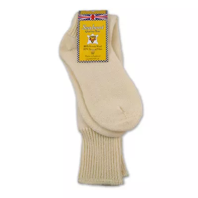 Sea Boot Socks - Extra Long 80% Wool - English Motorcycle Fisherman Hose (Cream) • $18.64