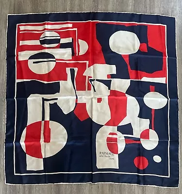 Vintage Mid Century Modern Silk Scarf Abstract Raphael Alta Moda Italian Tie • $16