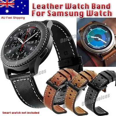 Leather Wrist Band Strap For Samsung Galaxy Watch 46mm / 3 45mm/ Gear S3 • $14.89