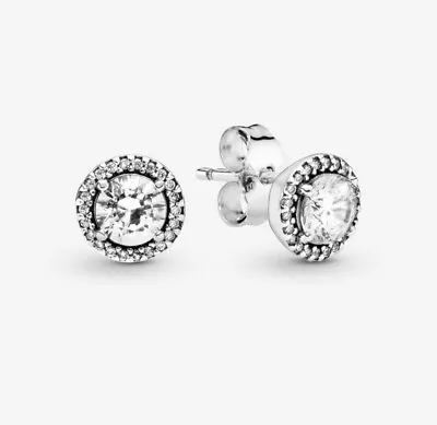 Pandora Timeless Elegance Round Sparkling Silver Stud Earrings Ale 925s • £15.95