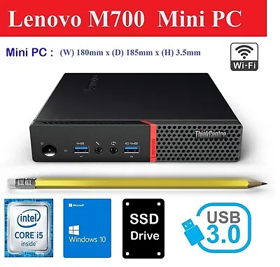 $135 • Buy Lenovo M700 Re I5 6400 2.2GHz 8GB 256GB SSD Win10 Mini PC Desktop Computer