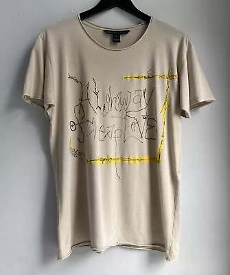 Marc By Marc Jacobs T Shirt Beige Cotton Graphic Print Tee Men’s Small • £19.99