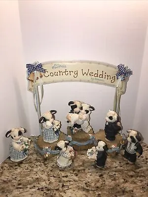 Enesco Vtg 1995 Mary’s Moo Moos Country Wedding Party 9 PCs Hay Cow Sign Fig’s • $78.99