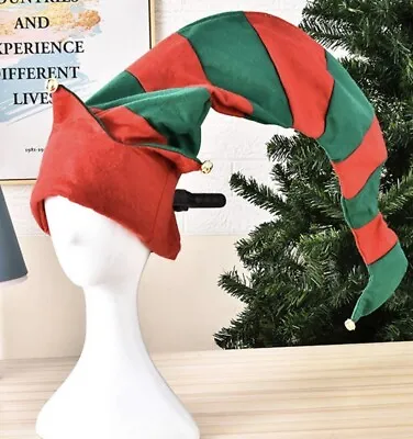 Red Green Striped Santa Elf Hat 5'-6  Long Bendable Christmas Helper NWOT • $12.99
