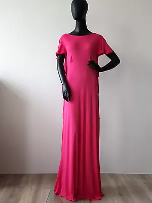 Max&co Max Mara Long Maxi Summer Dress Size Xl Jersey Pink Cut Out Back • $43.67