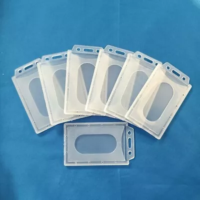 50Pcs Vertical Hard Plastic ID Badge Holder Card Multi Transparent Office Travel • $21.99