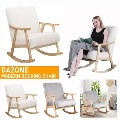 Modern Rocking Chair Nursery Comfy Fabric Upholstered Single Chair Living Room • $169.99