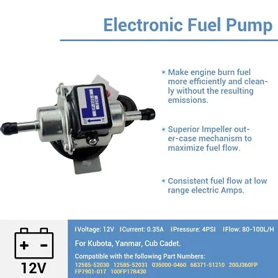 $12.36 • Buy 12V Universal Low Pressure Gas Diesel Electric Fuel Pump EP-500-0 12585-52030