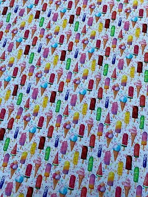 Lollipops Rainbow Coloured Cotton Jersey Fabric Rainbow Craft Room Clear Out • £3
