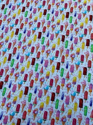 Lollipops Rainbow Coloured Cotton Jersey Fabric Rainbow Craft Room Clear Out • £3