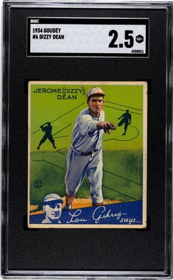 $699.95 • Buy DIZZY DEAN 1934 Goudey Gum #6 Graded SGC 2.5 GD+ ST LOUIS CARDINALS HOF Prewar
