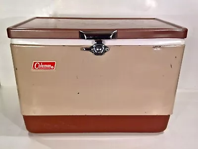 Vintage 1966 To 1971 Beige Coleman 28 Quart Cooler Nice Size • $125