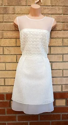 £39.99 • Buy French Connection White Crochet Lace A Line Party Wedding Dress 14 16