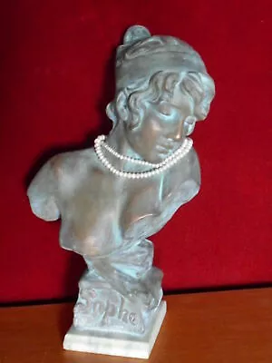 Art Nouveau Bust Of Sappho Kopy Emmanuel Villanis 16.9 + Bonus Bust Of David   • $198.99