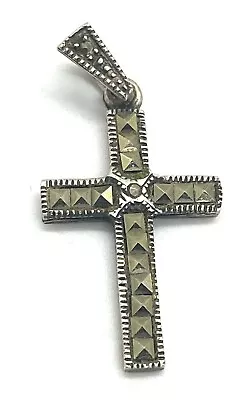 Mens Womens Intricate Marcasite Sterling Silver 925 Cross Pendent Christianity • $26