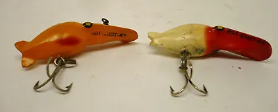 Vintage Fishing Lot Of 2 Luhr Jensen Eddie Pope Tiny Hot Shot M5 Lures Orange • $7.99