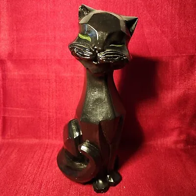 🕊🌿Vintage Universal Statuary Corporation Chalkware Cubist Black Cat • $65