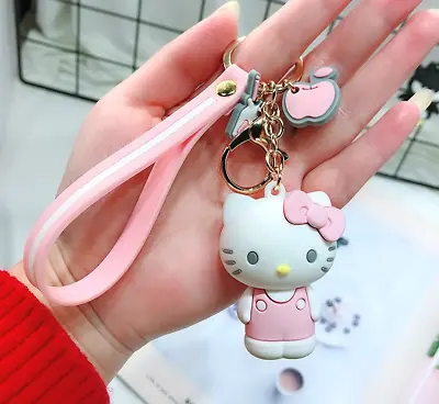 $9.99 • Buy Hello Kitty Keychain Fob Pink Bag Purse Charm 3D Pendant Key Ring With Strap