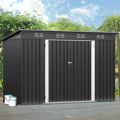 9.1' X 4.2' Outdoor Storage Shed Large Metal Tool Sheds Heavy Duty Storage House • $298.72