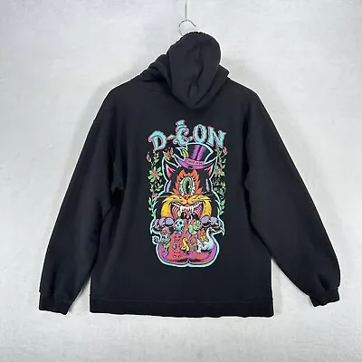 MNWKA Sweatshirt Mens Large Black D-Con Lamour Psychedelic Cat Pullover Hoodie • $40