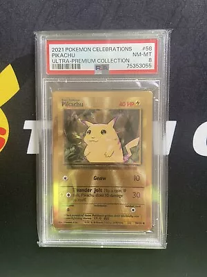 Pikachu Gold Metal 2021 Pokemon Celebrations Ultra Premium Collection #58  Psa 8 • $49.99