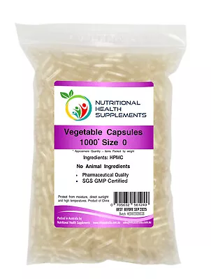 1000 Size 0 Empty HPMC Veggie Capsules Vegetable Vegetarian Vegan Caps Pill • $22.90