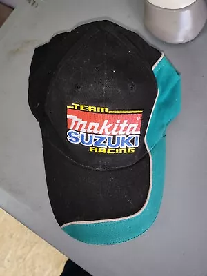 Makita Team Suzuki Trucker Ball Cap MotoCross Motorcycle Racing Black Teal N5 • $7