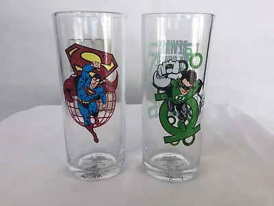 Vintage Set TM & DC Comics The Man Of Steel & Green Lantern Glasses See Details • $15