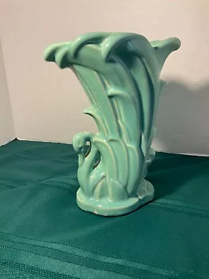 Vintage 1940 McCoy Swan Green Planter Vase • $39.95