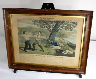 Antique Engraving Boxing Print FIGHTING IT OUT H Alken Framed Sporting Anecdotes • £125.28