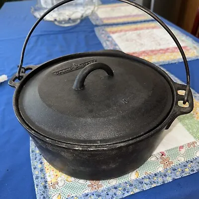 Unmarked 5 Qt Wagner Cast Iron Dutch Oven With Camp Chef #10 Lid Really Nice VTG • $64.99