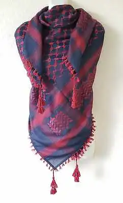 Unisex Blue Burgundy Red Shemagh Head Scarf Neck Wrap Cotton Face Cover Military • $21.88