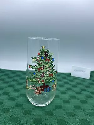 1 Luminarc Noel Christmas Tree Drinking Glass VINTAGE Holiday Tumbler • $3.84