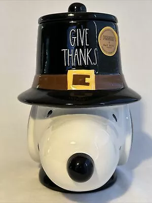 Peanuts Rae Dunn Snoopy Cookie Jar Canister Give Thanks Pilgrim Thanksgiving 9  • $45.99