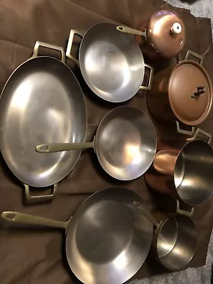 Set Of 8 Vintage Pots And Pans By Paul Revere Stainless Steel Copper  • $220