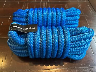 2 Pack 1/2  Blue 15' Double Braided Nylon Dock Mooring Rope  • $22.95