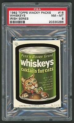 1982 / 85 Topps Wacky Packages Sticker Irish Series #16 Whiskeys PSA 8 • $107.89