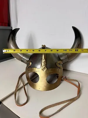 Metal Viking Helmet With Horns Medieval Renaissance Warrior Dragon  • $117.56