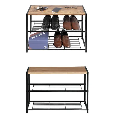 £27.99 • Buy 3 Tier Shoe Rack Bench Organiser Stand Storage Shelving Seat Unit Home Hallway
