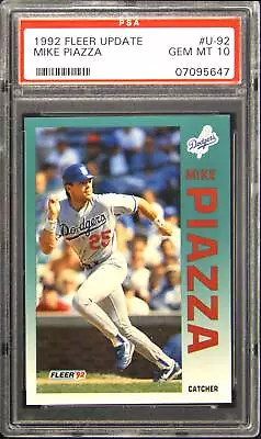 1992 Fleer Update #U-92 Mike Piazza Rookie RC PSA 10 Gem Mint • $499.95