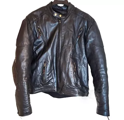 Detour Motorcycle Gear Men's Lined Leather Biker Jacket XL Black Laced • $199.99