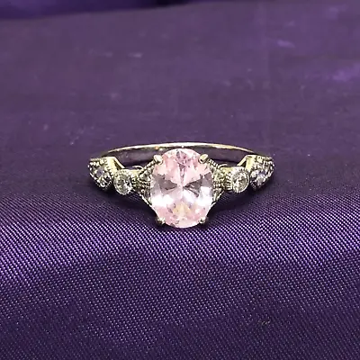 HSN Xavier Sterling Oval Cut Pink Sapphire Solitaire Ring Pre-owned Jewelry • $2.25
