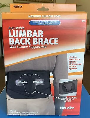 Mueller Lumbar Support Back Brace Removable Pad Custom Fit 28 - 50  Waist • $14.99