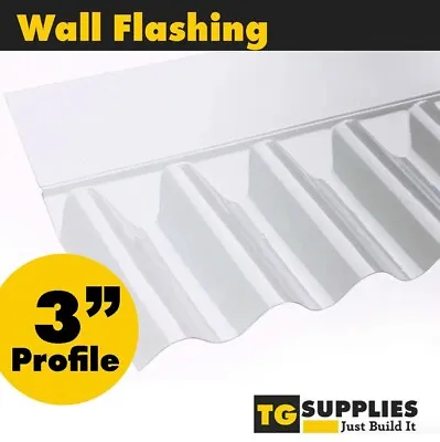 Clear 3  PVC Wall Flashing For 3  STD ASB Corrugated PVC Roofing Sheets • £15.49