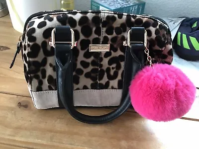 £5 • Buy River Island Leopard Print Small Tote Bag With Pink Pom Pom